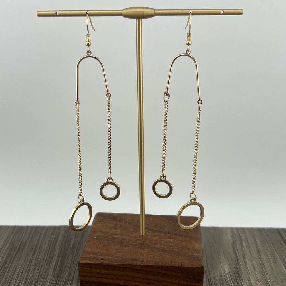 Gold Dangle Hoop Earrings